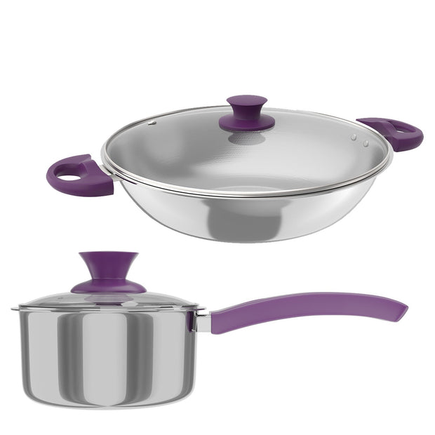 Lifelong Kadhai with Lid and Sauce Pan| Soft touch handles | LLTPC1