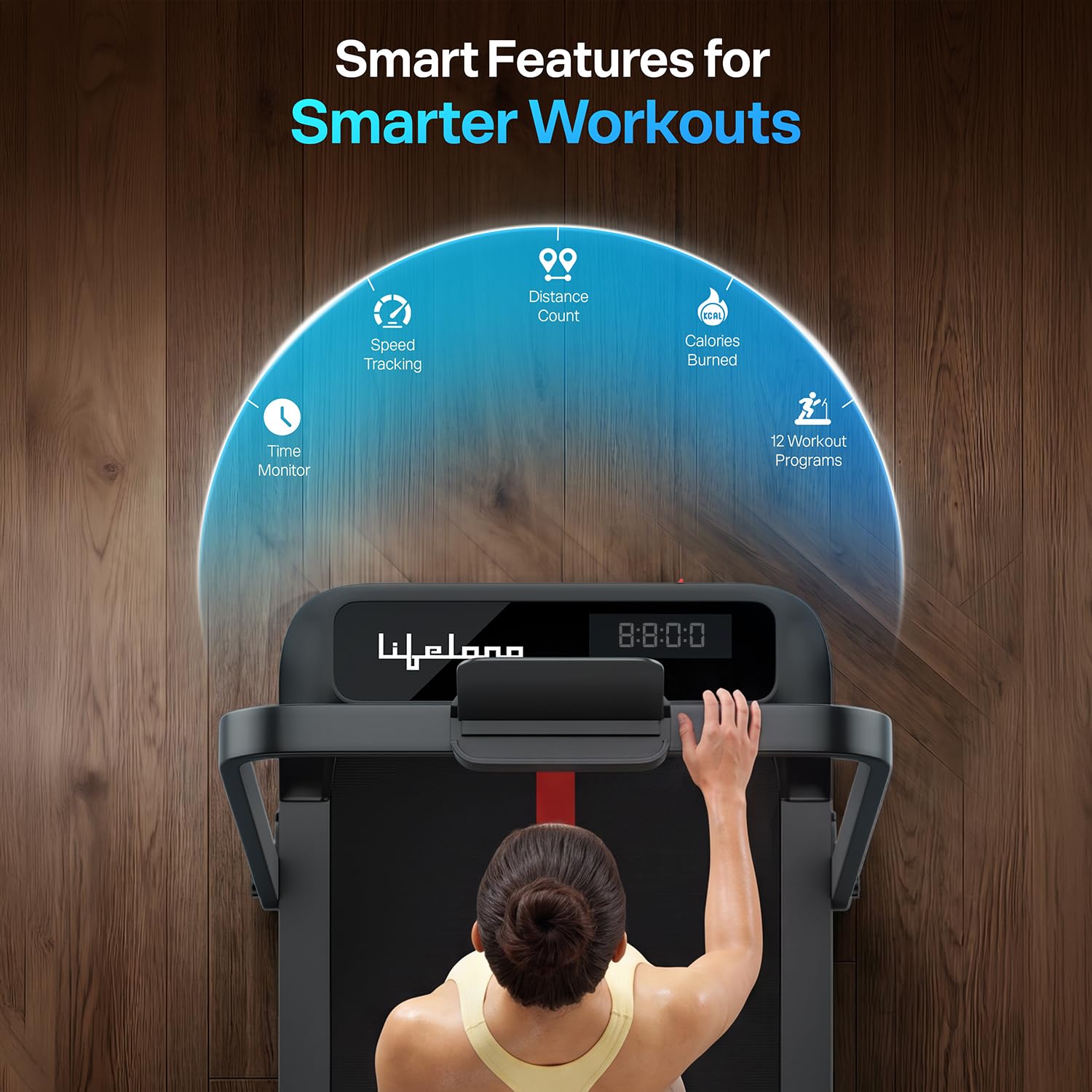 Lifelong 4 HP MotorizedTreadmill for Home|2-Level Manual Incline |Speed 1-10 km/h |LED Display|12 Workout Programs |100 kg Capacity |Gym Equipment for Home Workout| Foldable Handle| iPad & Phone Stand