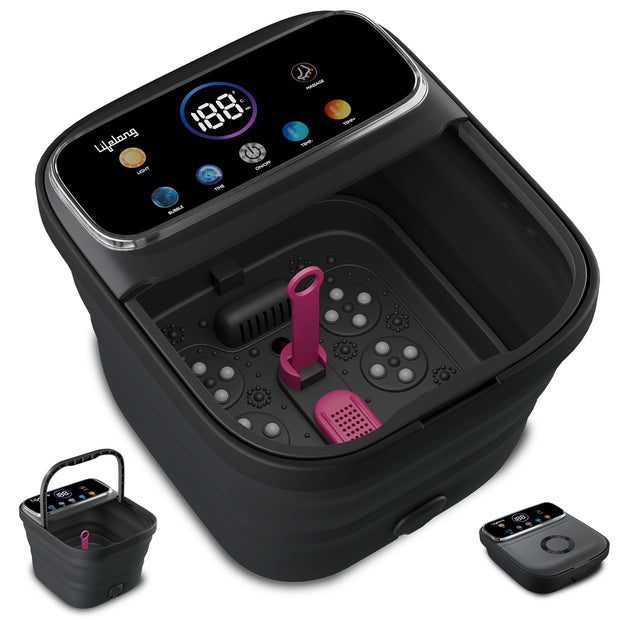 Lifelong Pedicure Foot Spa Massager Machine | Pedicure Tub for Home | with Digital Display & Bubble Function, 6 Massage Rollers & 3 Massage Model, Foldable Callus Remover | Remote Included