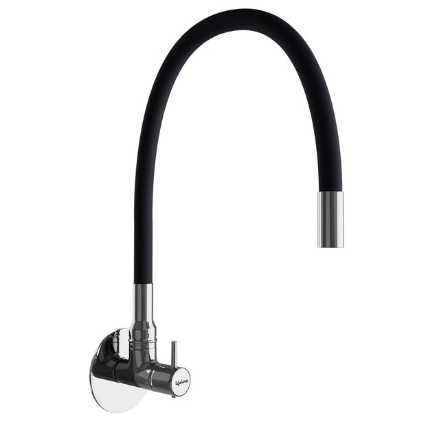 Lifelong LLKASS01, Sink Cock With flexible spout kitchen (Wall mount installation Type), Black, Polished