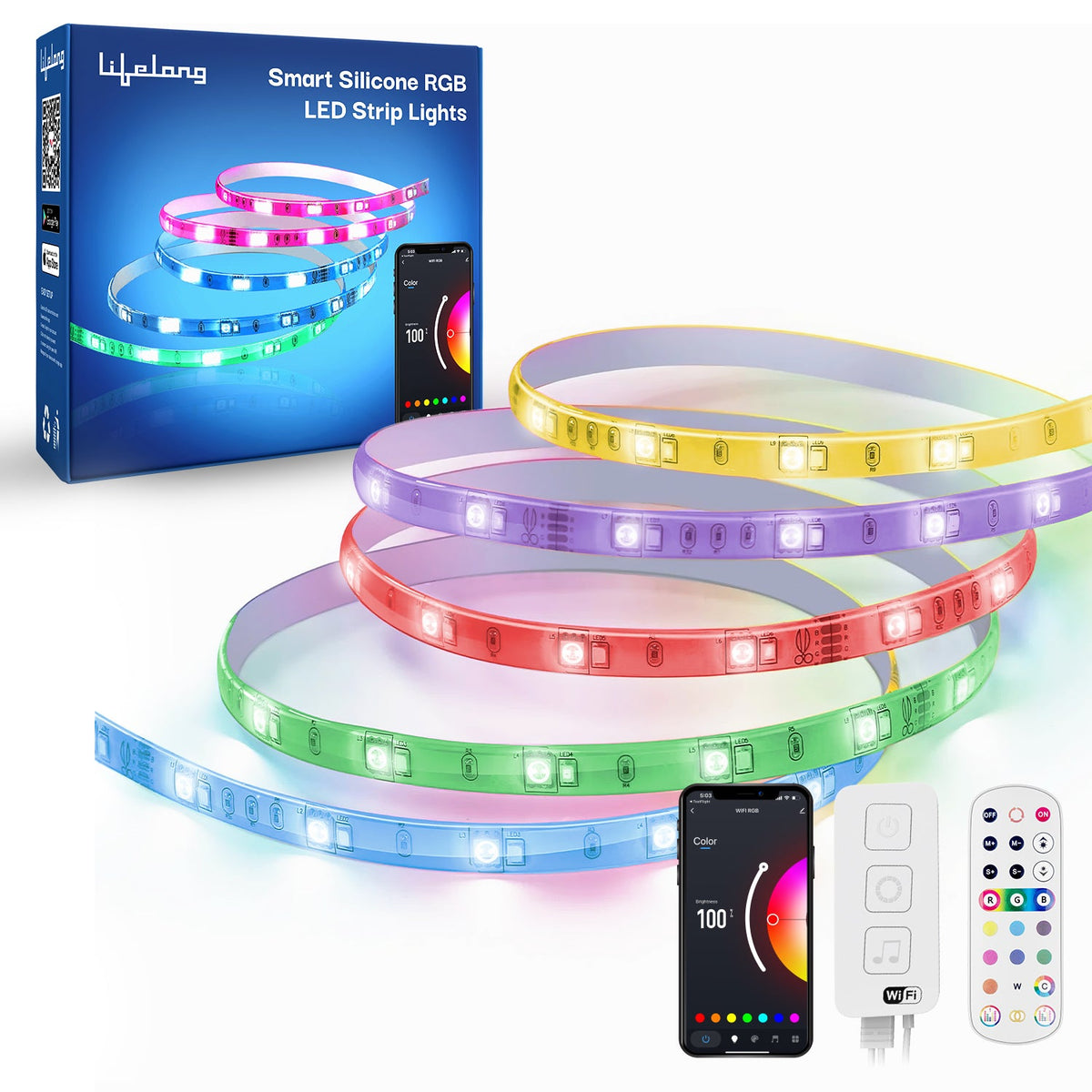 10M RGB Smart LED Strip Light with Remote