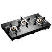 Lifelong 3 Burner Gas Stove for Kitchen | Square Shape Pan Support Manual Ignition Cooktop | Modern Glass Stove for Modular Kitchen, ISI Certified & Compatible with LPG -1 Year Manufacturer's Warranty