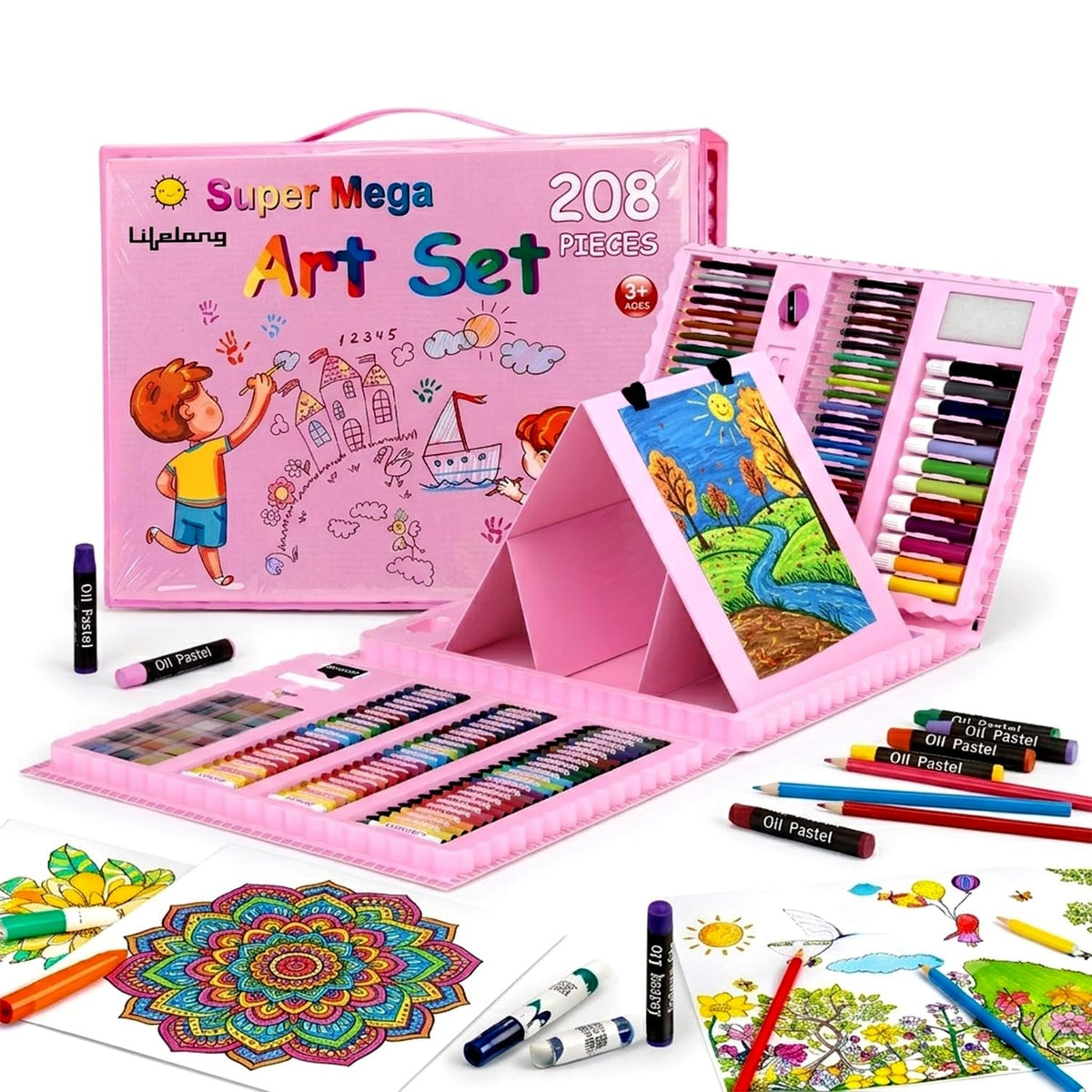 Lifelong Kids Art Set - 208 Pieces | Colour Set Kit & Drawing Kit for Kids with Crayons, Markers & Pencils | Art Set, Colouring & Drawing, Art Studio Box, Drawing Kit | Creative Gift for Children