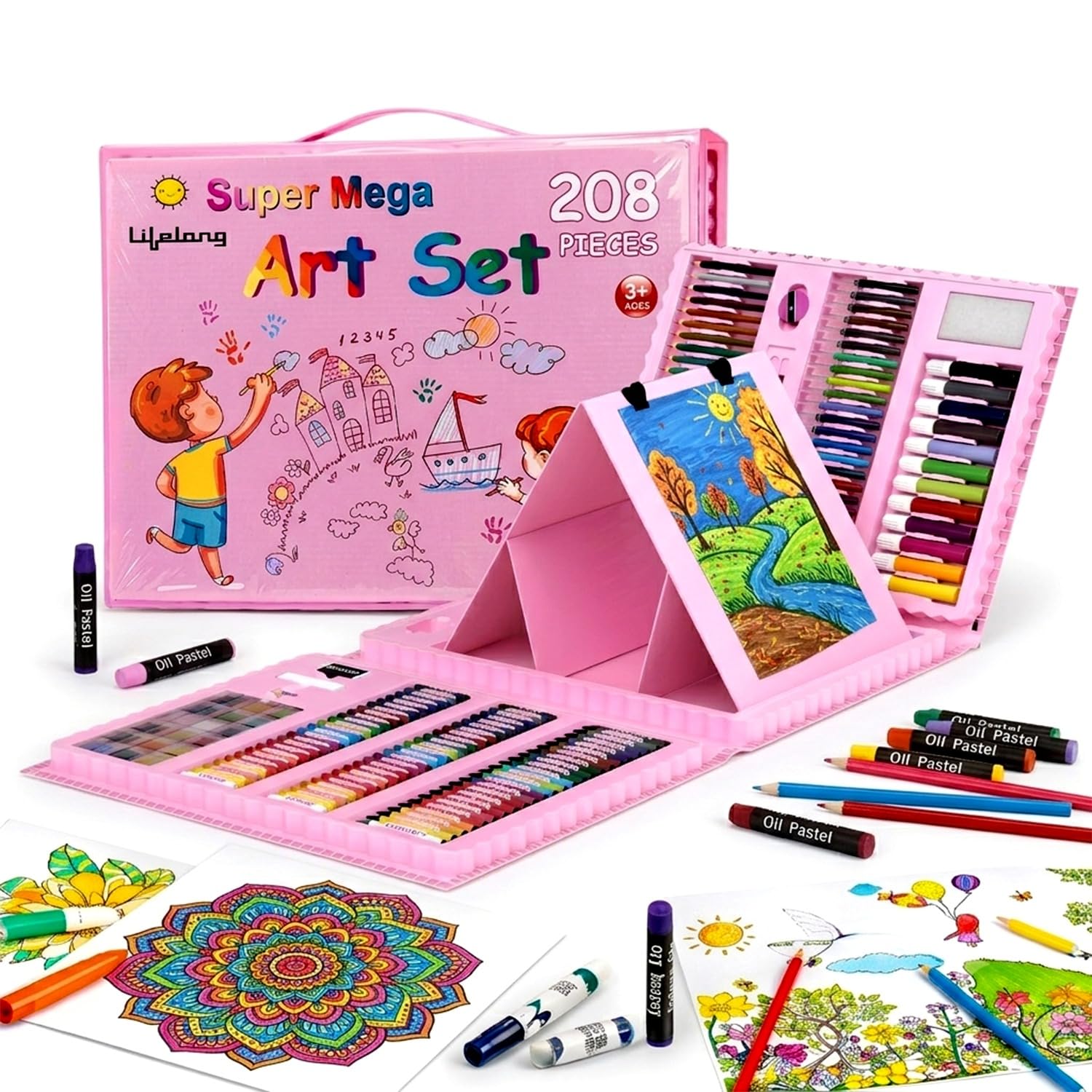 Lifelong Kids Art Set - 208 Pieces | Colour Set Kit & Drawing Kit for Kids with Crayons, Markers & Pencils | Art Set, Colouring & Drawing, Art Studio Box, Drawing Kit | Creative Gift for Children