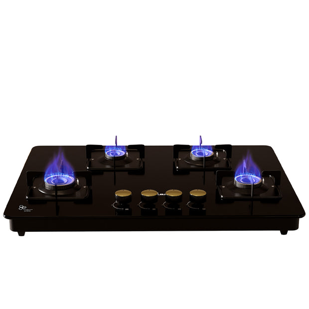 4 Burner Hob Top Gas Stove – Automatic Ignition, Toughened Glass, Italian Valve