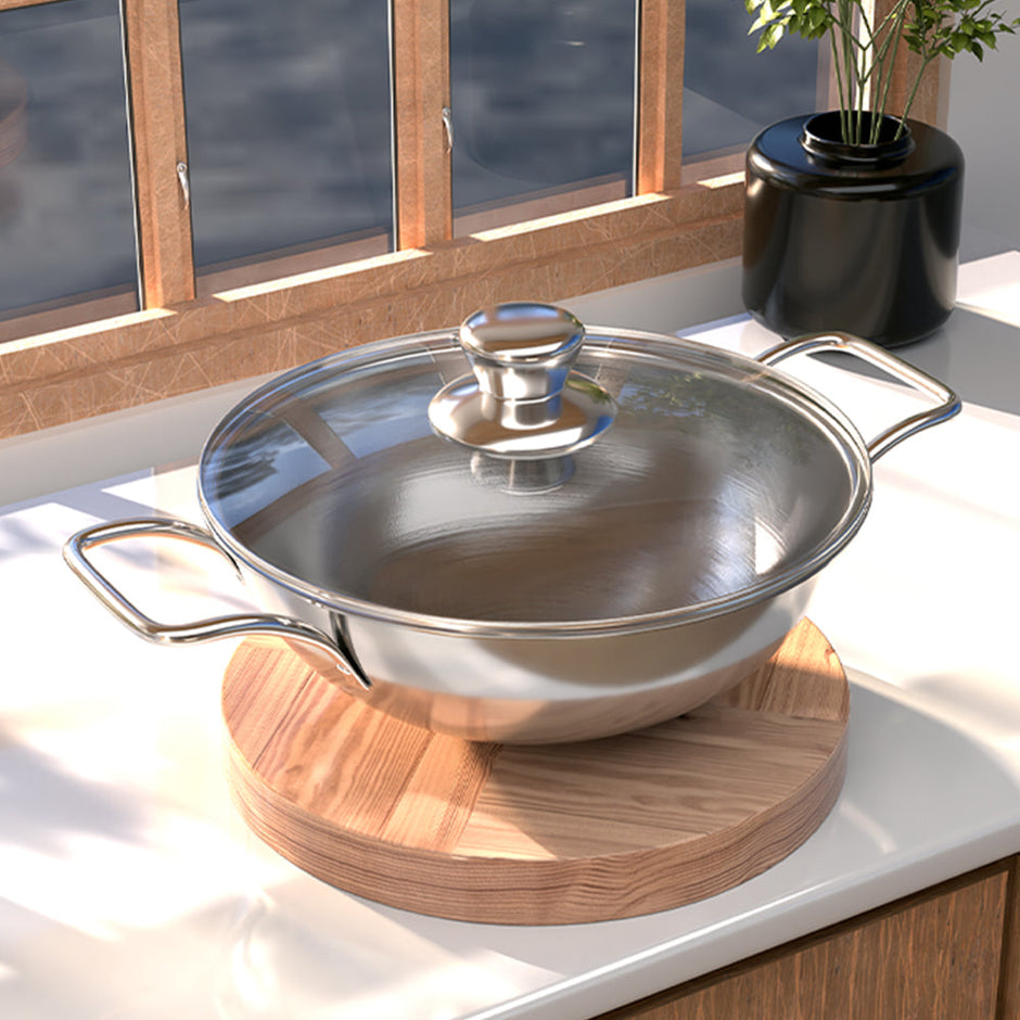 Lifelong Tri PlyA Kadhai with glass lid 24cm LLOTPK24