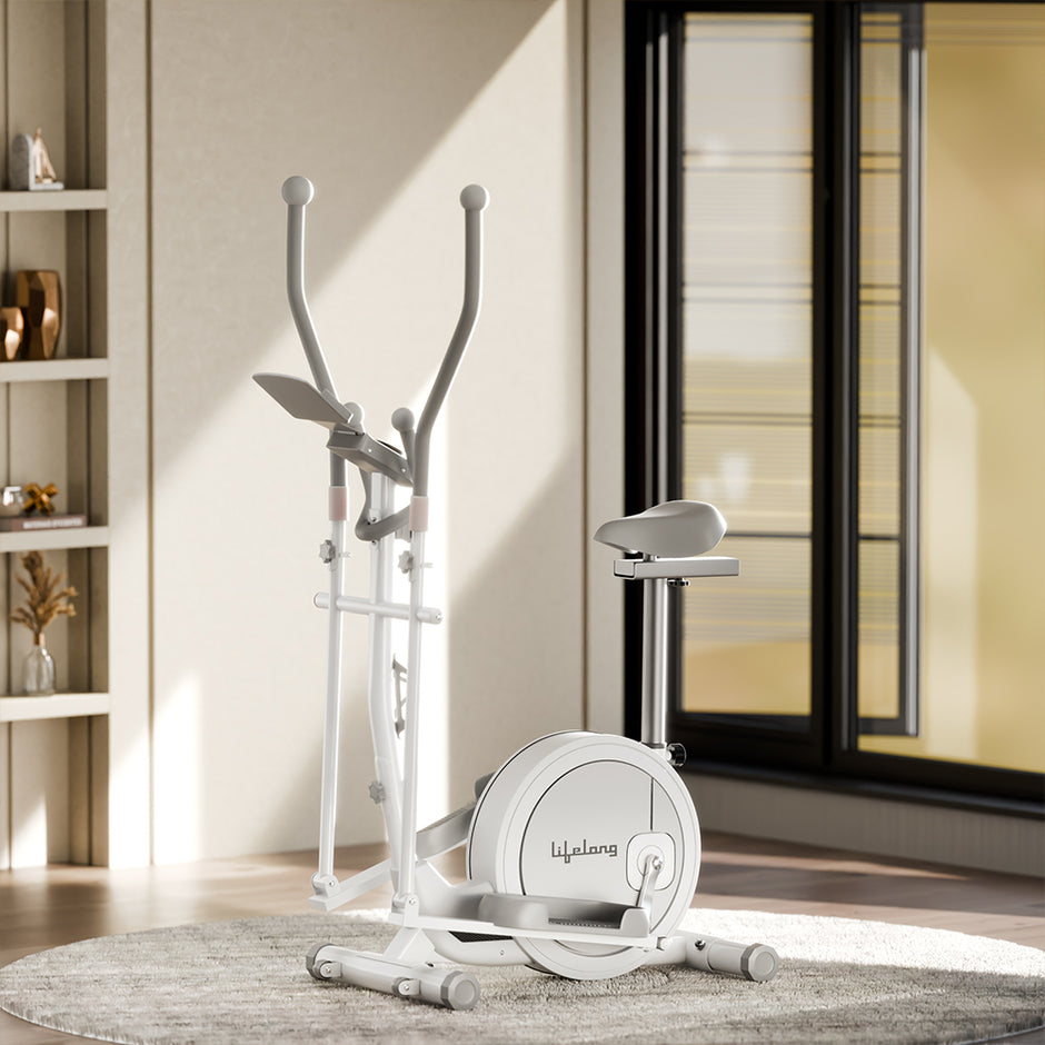 Elliptical Cross Trainer - 6 kg Flywheel, Magnetic Resistance, Touch LED Display & Tablet Holder (White)