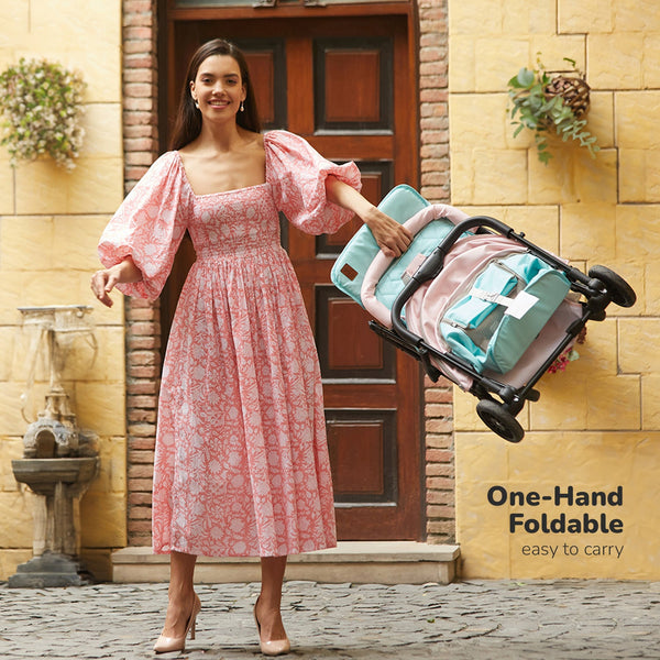 Cuppy One-Hand Fold Baby Stroller with Mosquito Net