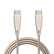 Lifelong 60W PD USB Type C to Type C Metal Coiled Fast Charging Cable | High Speed Data Cable | Aluminum Alloy & Tangle Free | iPhone 16/15/14, Android, Laptop, Tablet etc. | 1.25M