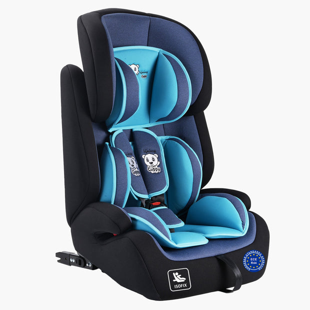 Lifelong Cuppy Baby Car Seat with Isofix of 0 to 12 Years Age Safety Certified Growing Car Seat for Kids (Blue grey)