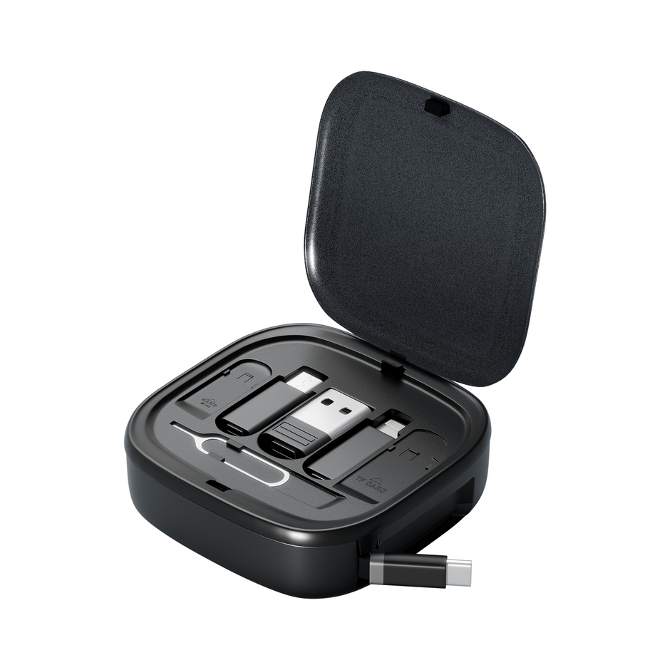 Lifelong Electronics 60W All-in-One Multifunctional Cable Kit | Fast Charging & Data Transfer | Retractable Cable with USB A & C Convertor, Micro/Lightning Connector, Sim Storage & Ejector Accessories