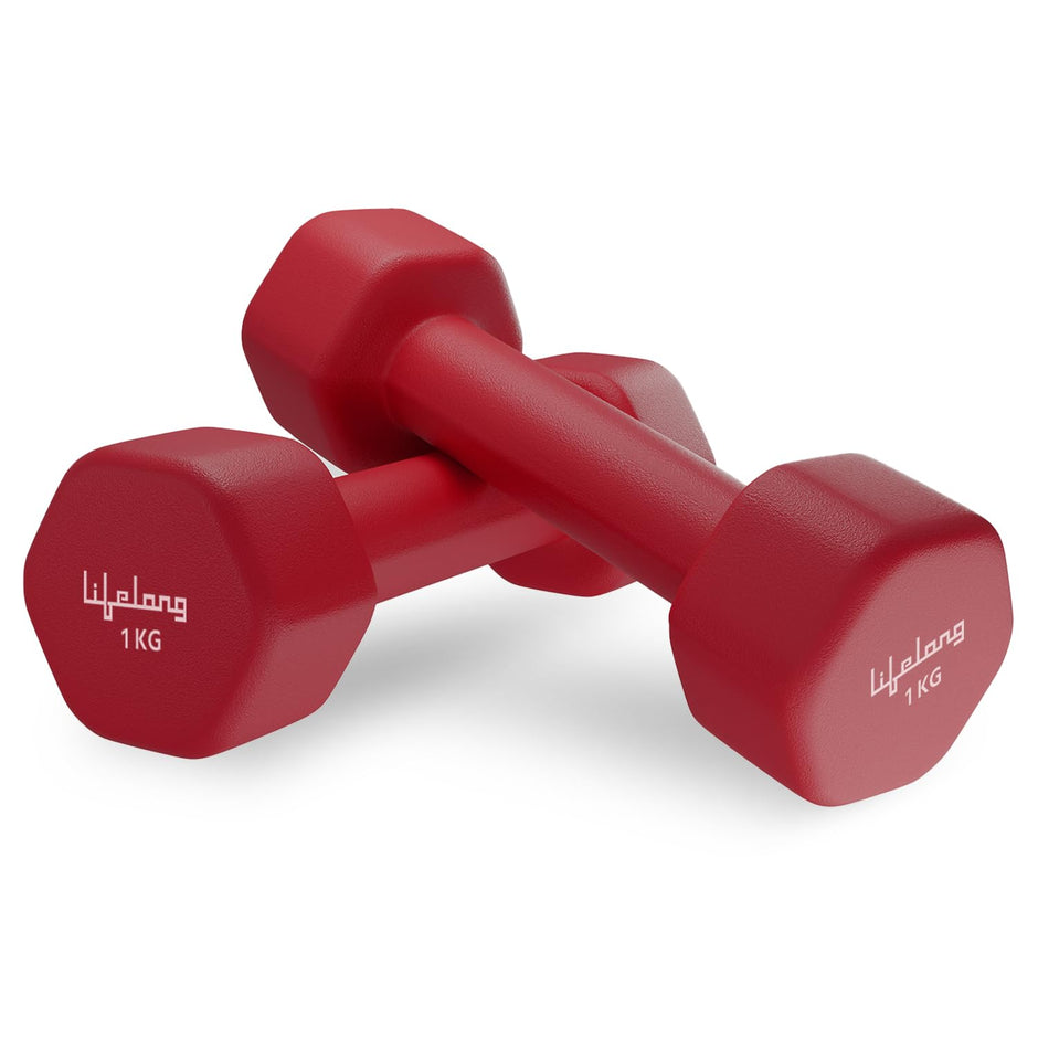 Lifelong Neoprene Dumbbells Set of (1kg x 2) Fixed Weight Set