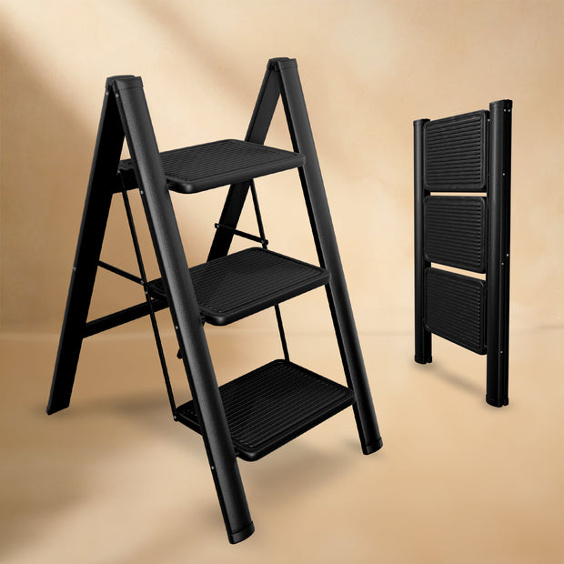 Lifelong 3-Step Steel Ladder – Foldable & Portable Multipurpose Stool with 150Kg Capacity for Home, Kitchen