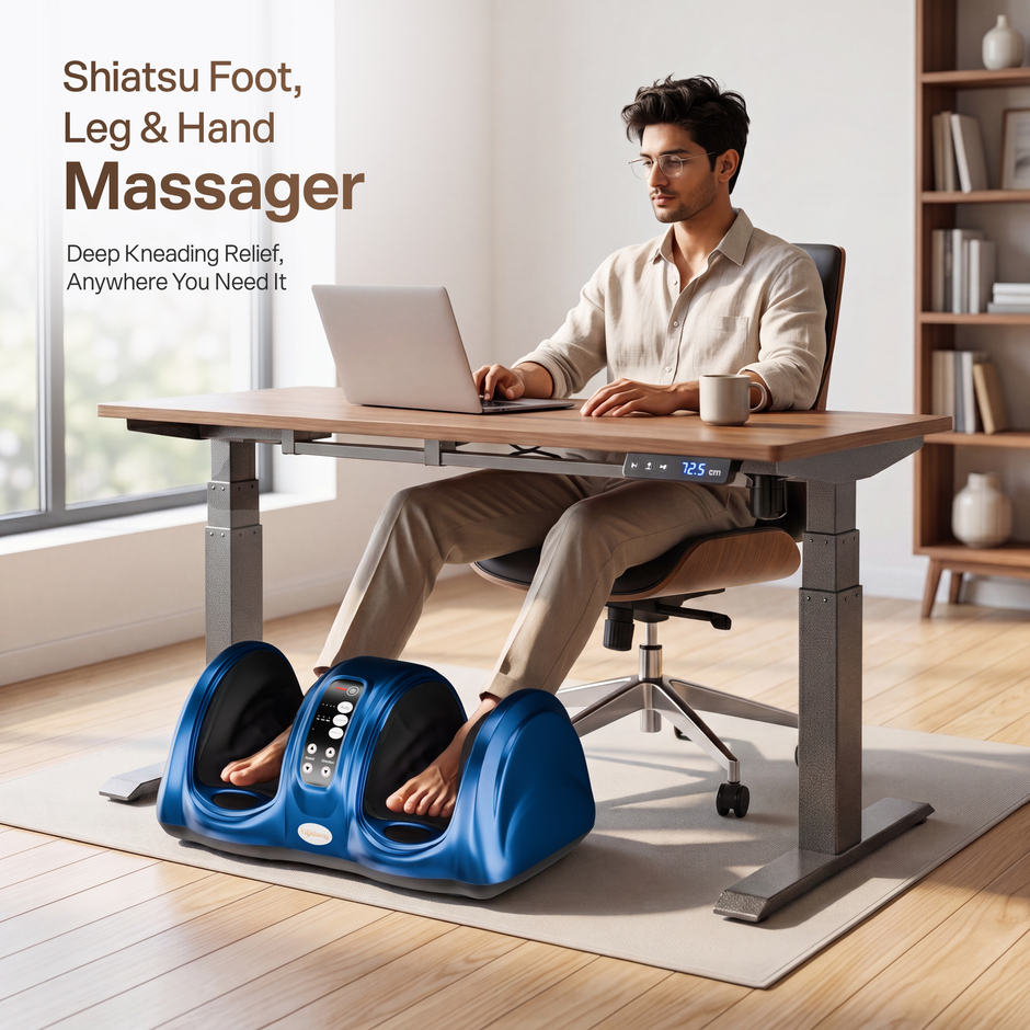 Lifelong Foot Massager for Pain Relief |Corded Electric Calf & Feet Massager for Home with Rolling, Shiatsu, Kneading & Heat |Blood Circulation, Muscle Relaxation, Deep Tissue Massager|15Min Auto Off