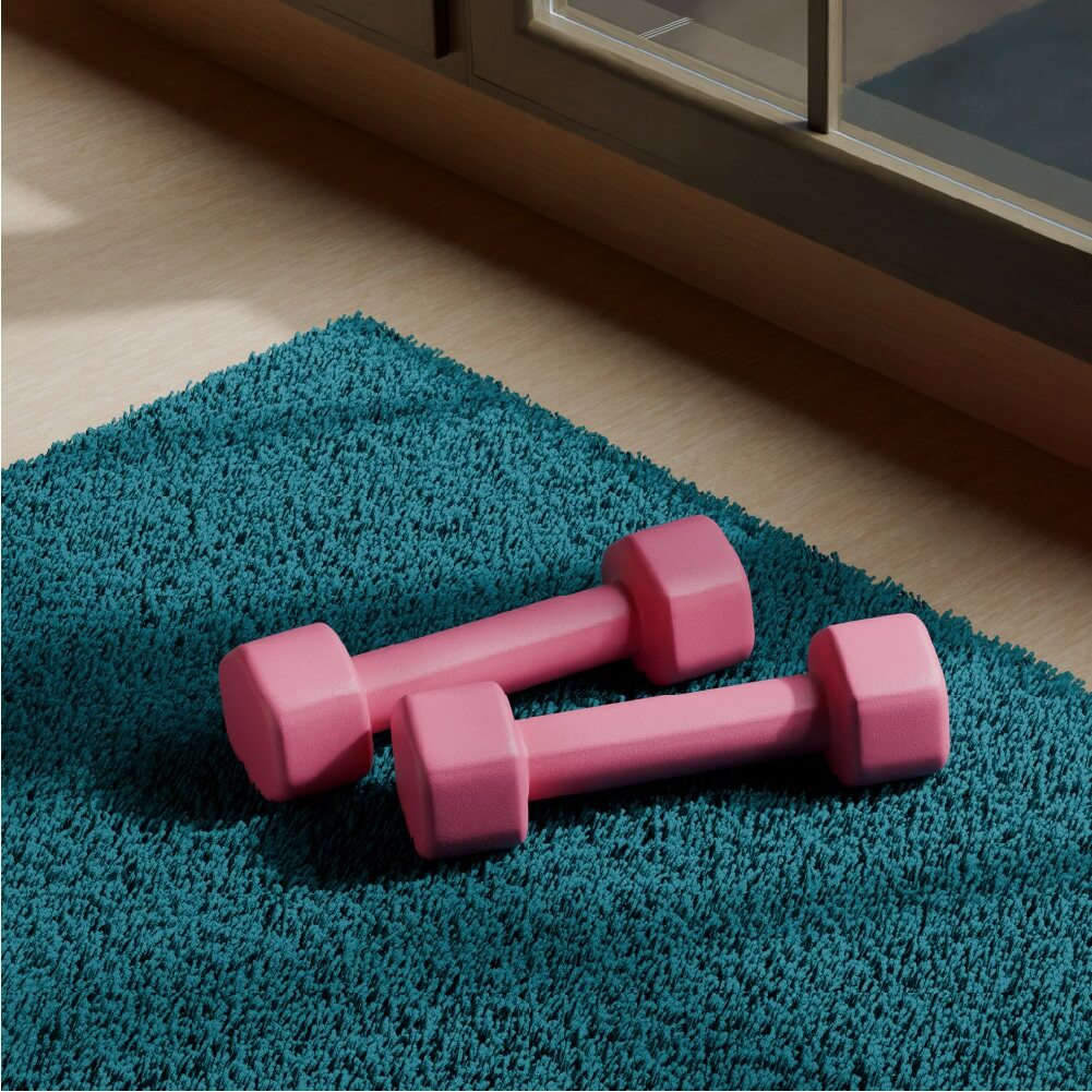 Lifelong Neoprene Dumbbells Set for Home Workout - 2 x 2.5kg (Pink)