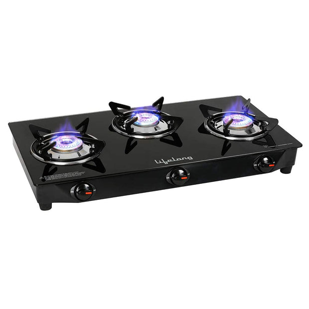 LPG Gas Stove with 3 Burners & Manual Ignition