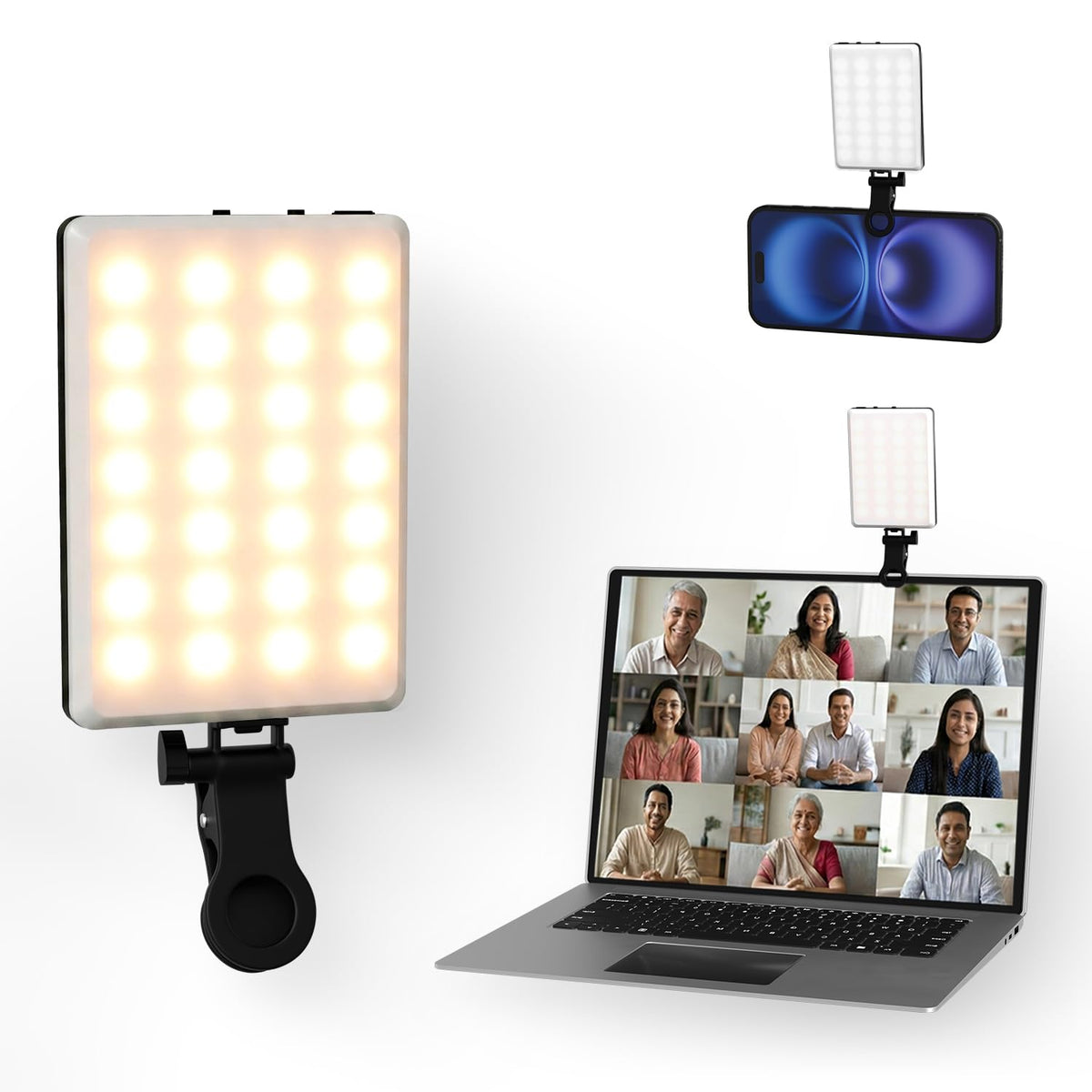 Lifelong Dual RGB Fill Light for Video & Photo Shooting | 2000 mAh Rechargeable Battery & 9 FX Modes | Influencer Selfie & Portable LED Light with Adjustable Clamp | Used for Phone, Laptop, Tablet etc