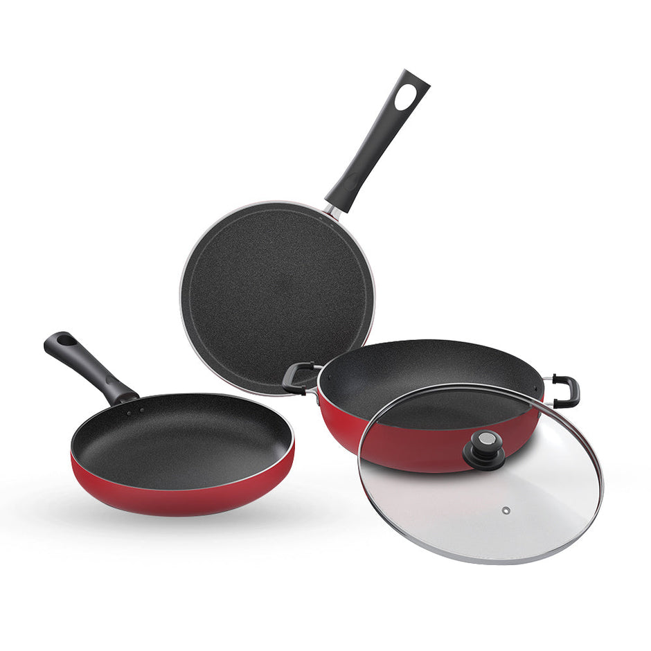Lifelong Trio Non-Stick 3-Piece Cookware Set, (Induction and Gas Compatible)