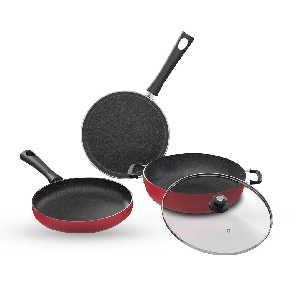 Lifelong Trio Non-Stick 3-Piece Cookware Set, (Induction and Gas Compatible)