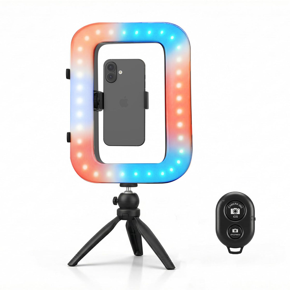 Lifelong Rechargeable RGB Ring Light for Video Shoot | 1500 mAh Battery with Tripod & Mobile Holder Clamp | LED Light for Selfie, YouTube Recording & Video Calling | Adjustable Color Temperature