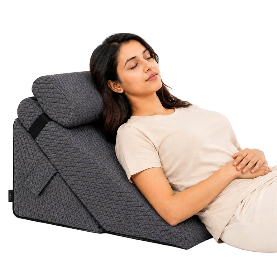 Lifelong Adjustable Wedge Pillow with Headrest, Washable Cover |1” Memory Foam Orthopaedic Back, Leg Support Pillow for Bed & Sofa| 12in1 Wedge Cushion for GERD, Acid Reflux, Leg Elevation, Pregnancy