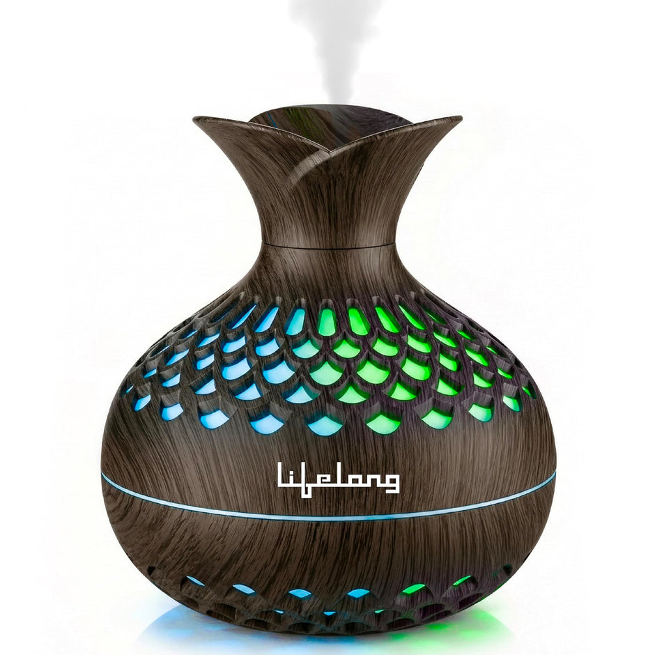 Lifelong Flower Home Humidifier & Essential Oil Diffuser | 300ml Tank Capacity | Ultrasonic Aromatherapy for Home, Office & Bedroom with Soothing Light for Relaxation| Essential Oil Fragrance Diffuser