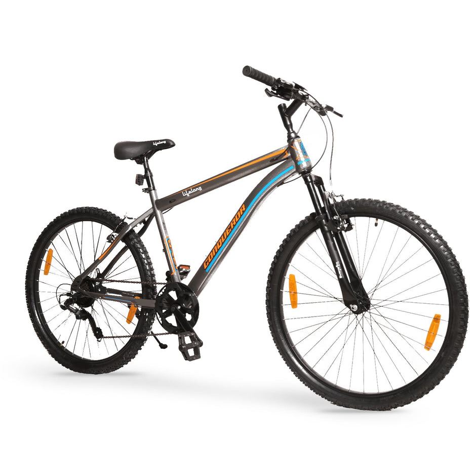 Lifelong Cycle for Men & Women,26T MTB Cycle Multi Speed 7,Speed Bicycle,V Brake Cycle,Front Suspension Fork,Mountain Bike Ideal for 13+ Years + Adults Upto Height 5.2"(Black),145 x 22 x 71.5 cm