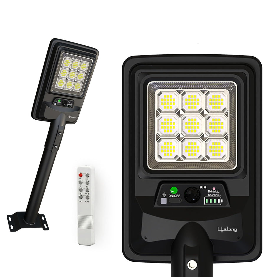 Lifelong 100 W Solar Light for Outdoor Garden | 6000 mAh Waterproof Wall Light with Remote | Street Light with 1200 Lumens | Motion Sensor | Energy Saving for Home| Ideal for Gate, Yard & Pillar