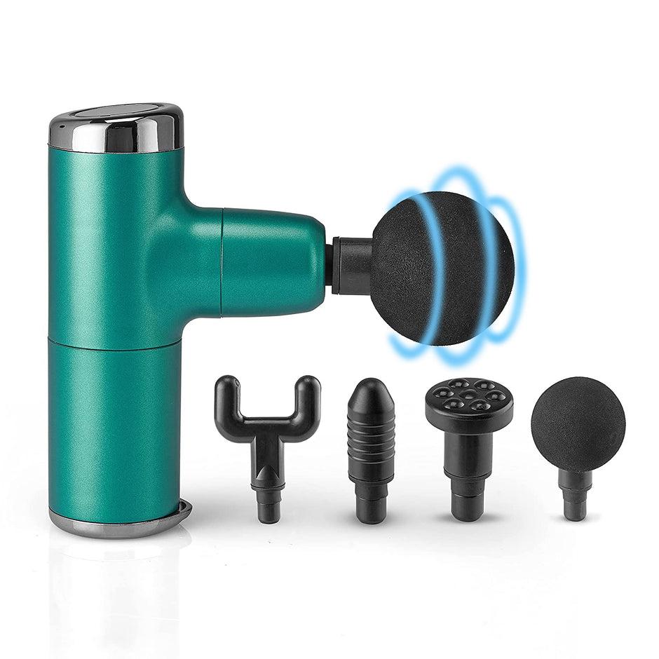Lifelong Wireless Powerful Gun Massager with 4 Heads|Deep Tissue Percussion Muscle Massager for Pain Relief & Recovery|Portable Handheld Electric Fascial Gun Massager