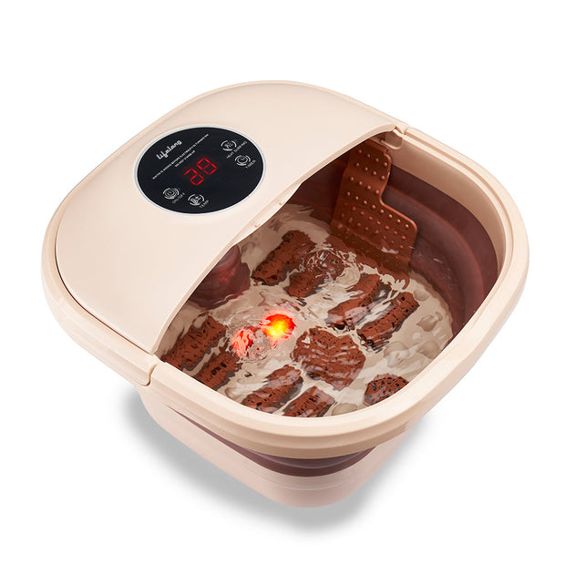 Lifelong LLM378 Foldable Foot Spa Massager Machine for Foot Care, Pain Relief, Pedicure - Brown