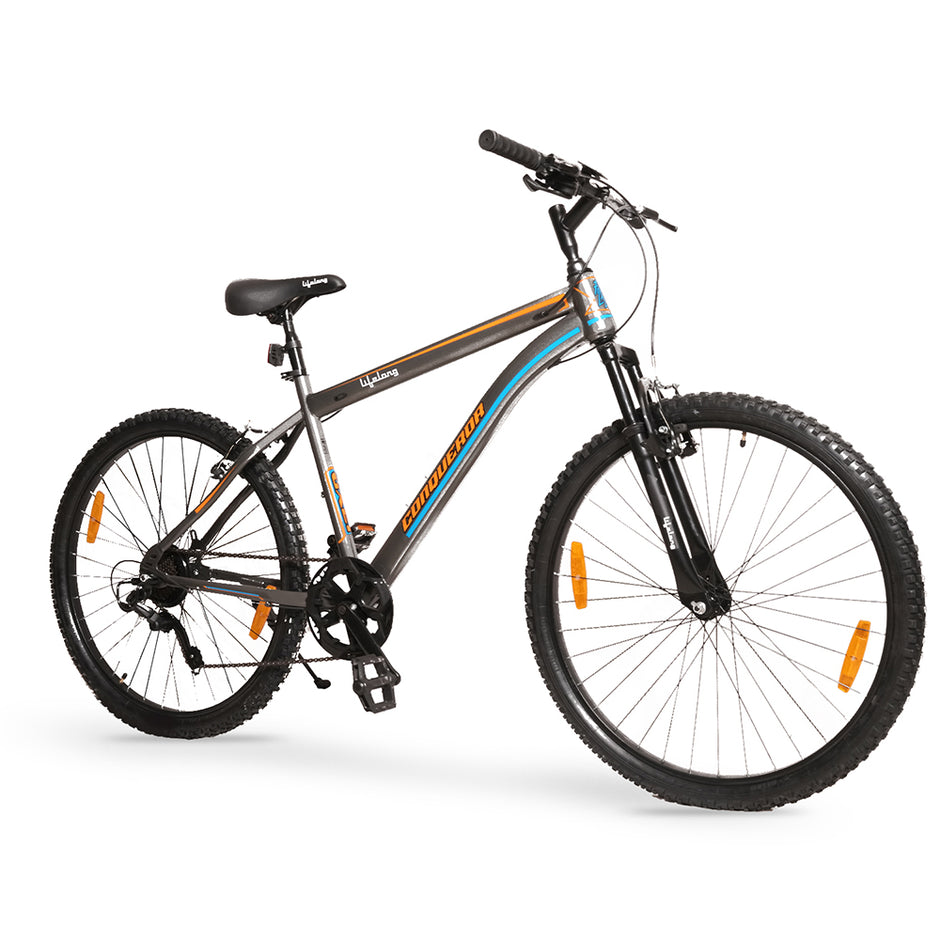 Cycle for Adults - MTB 27.5T Gear Cycle, 7 Speed Mountain Bike with V- Brakes - Lightweight, Bicycle for Men and Women Rider Height 5'5" Above, Ages 14+ (Black)