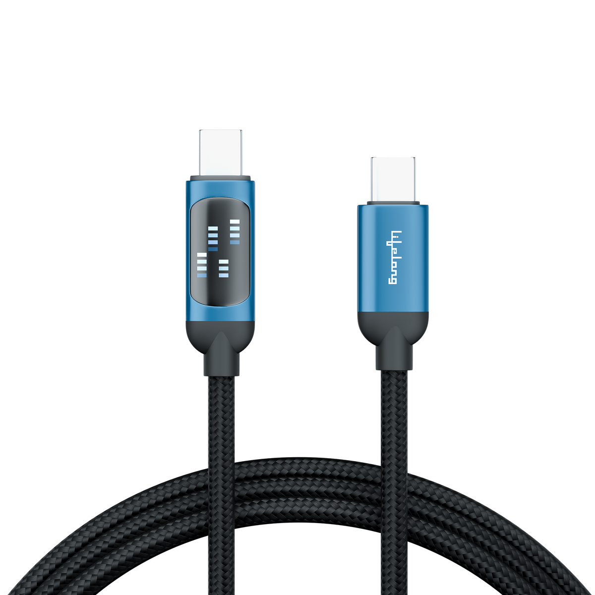 Lifelong Electronics 100W PD USB Type C to Type C Fast Charging Cable with Digital Speed Indicator | High Speed Data Cable | Braided, Tangle Free | iPhone 16/15/14, Android, Laptop, Tablet etc | 1.25M
