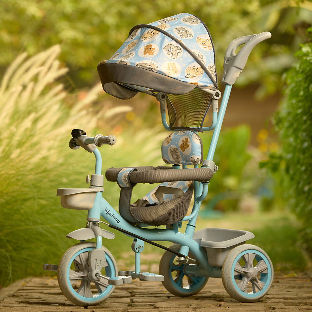 Kids Canopy Tricycle with Harness and Parental Control Handle