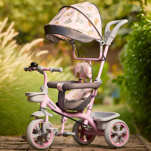 Kids Parental Control Tricycle with Hood and Harness