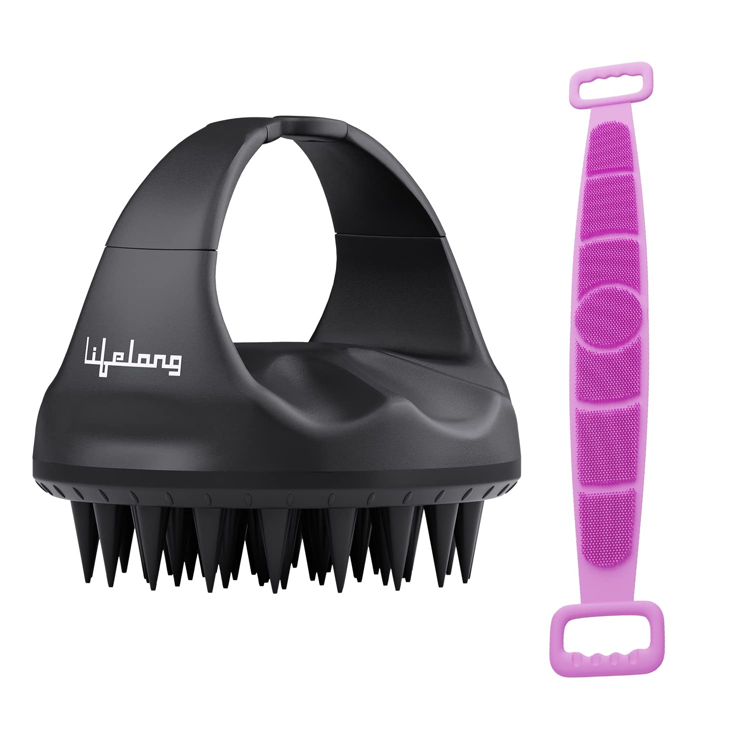 Lifelong Silicone Scalp Massager Shampoo Brush With Body Scrubber|Soft Silicone Hair Scrubber,Scalp Brush For Hair Growth & Dandruff Treatment|Wet Dry Hair Massager For All Hair Types