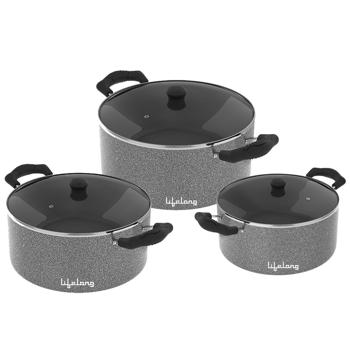 Biryani Pot Set with Glass Lid (Set of 3)