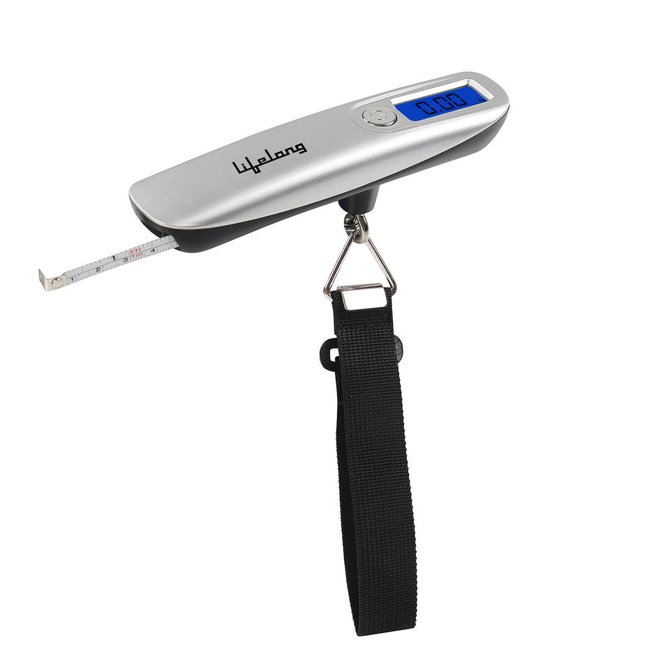 Lifelong Small Weight Machine for Home, Flights, Gas Cylinder, Shop, Travel | Portable Electric Digital Mini Hanging Weighing Scale|Weighing Machine for Luggage 50kg with LCD Display & Measuring Tape