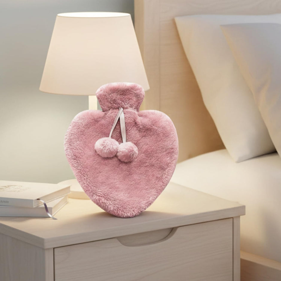 Lifelong Heart Shaped Hot Water Bottle 1000 ml with Washable Fur Cover | Hot Water Bag for Pain Relief & Period Cramps | Ideal for Hand & Belly Warmer | Comfort with Leak-Proof Design