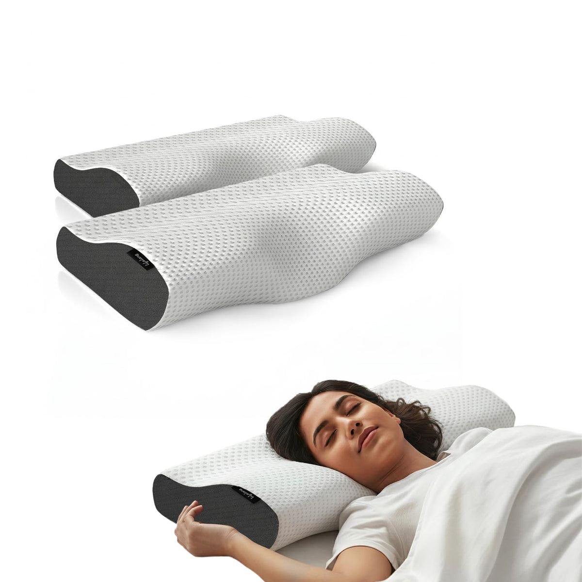Lifelong Cervical Pillow for Neck Pain| Pack of 2| Orthopedic Memory Foam Neck Pillow for Sleeping |Cervical Support for Spondylitis, Back & Shoulder Pain Relief | Comfortable Bed Pillow (LLCP06)