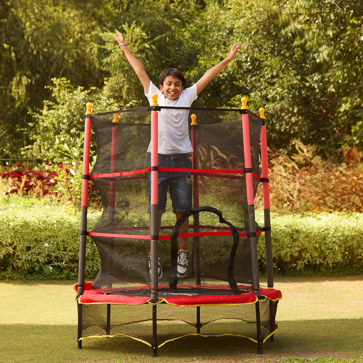 55-Inch Kids Fitness Trampoline with Safety Net