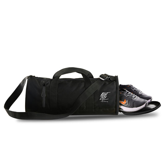 30L Water Resistant Sports Duffel Gym Bag for Men & Women with Shoe Compartment & Side pocket (Black)