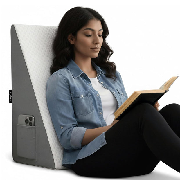 Lifelong Orthopedic Memory Foam Wedge Pillow for Sleeping, Sitting & Acid Reflux Relief | High Resilience Foam | Leg Elevator, Back Support & Pain Relief Pillow for Comfortable Rest (LLWP09)