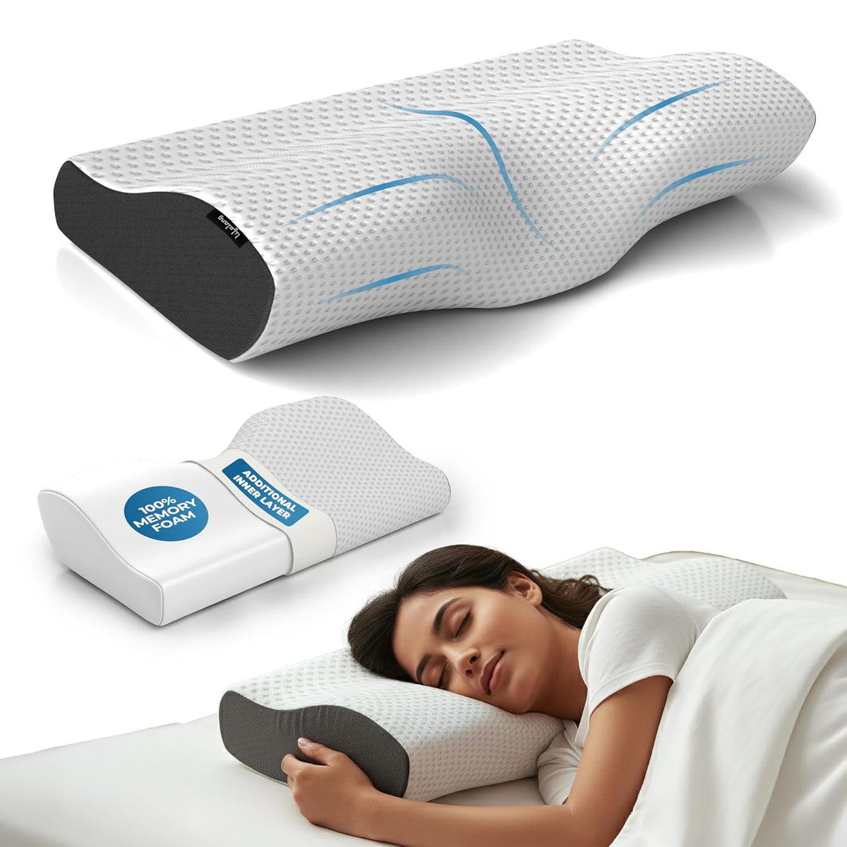 Cervical Orthopedic Memory Foam Neck Pillow