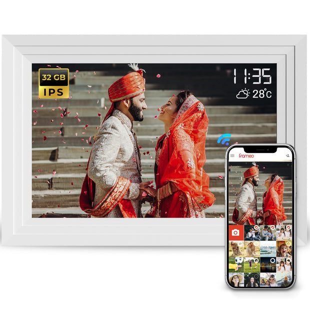Electronics 10.1 Inch (25.65 CM) Digital Photo Frame with Slideshow, Video & Sound| Share Files with Frameo App,White