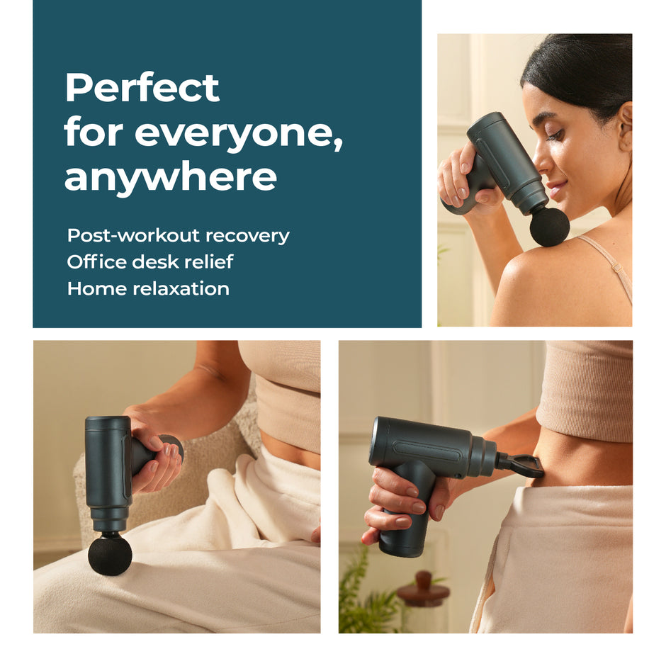 Lifelong Gun Massager for Pain Relief – Rechargeable Deep Tissue Massager with 8 Heads, 6 Speed Modes, Quiet 20W Motor, Lightweight & Portable for Back, Neck & Legs