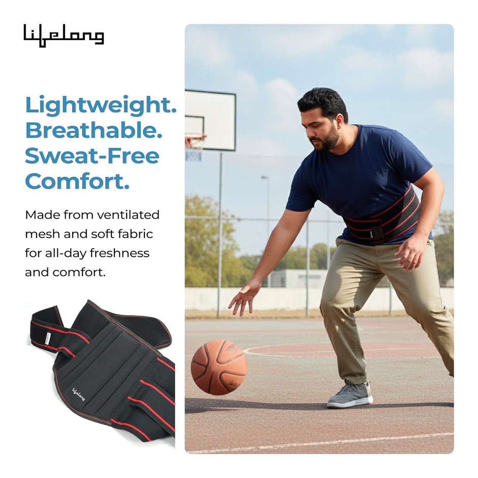 Lifelong Lumbar Sacral Belt with Hot & Cold Pack |Universal Fit for Men and Women| Back Support Brace for Pain Relief |Posture Correction & Lower Back Comfort| Adjustable Elastic Strap Waist Belt