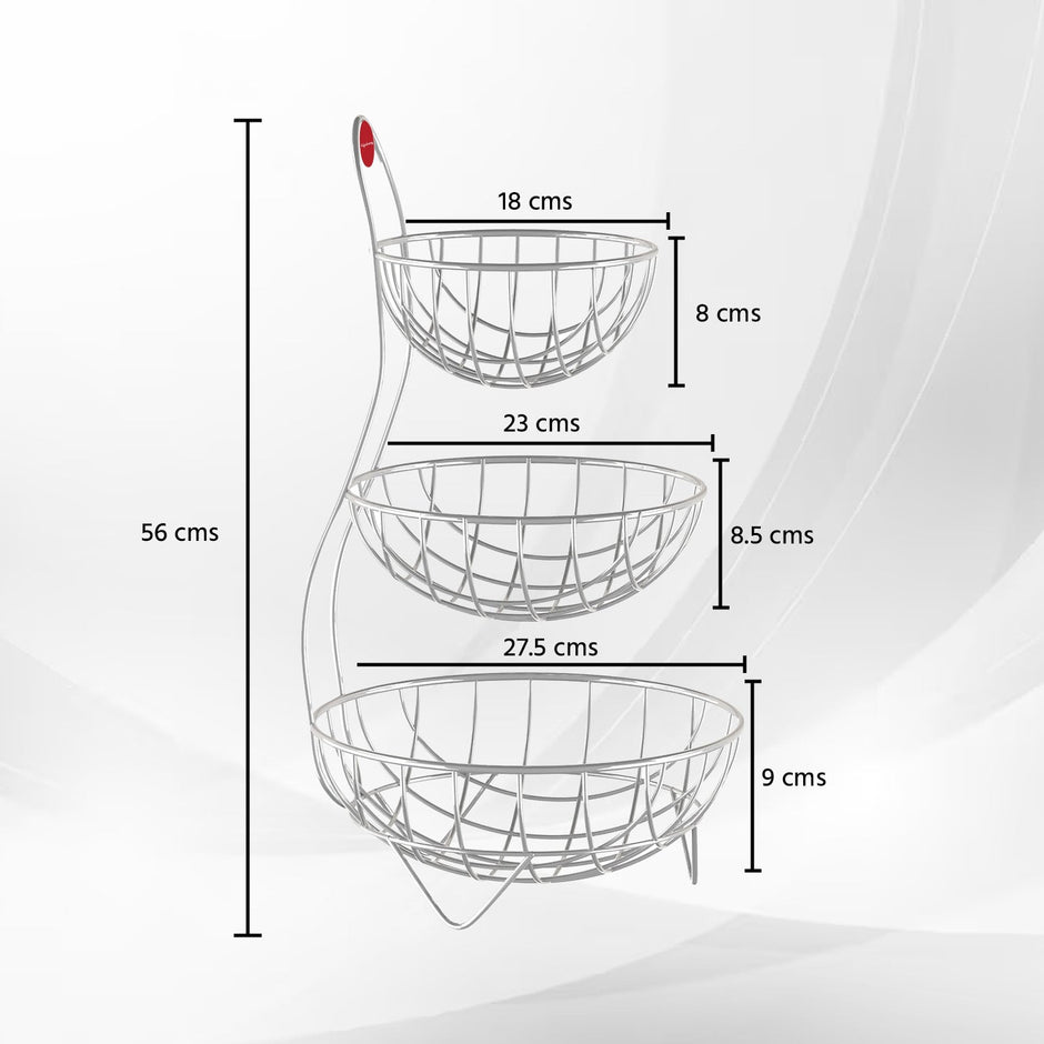 Lifelong LLKAFB01 3 Tier Steel Fruit and Vegetable Basket for Kitchen