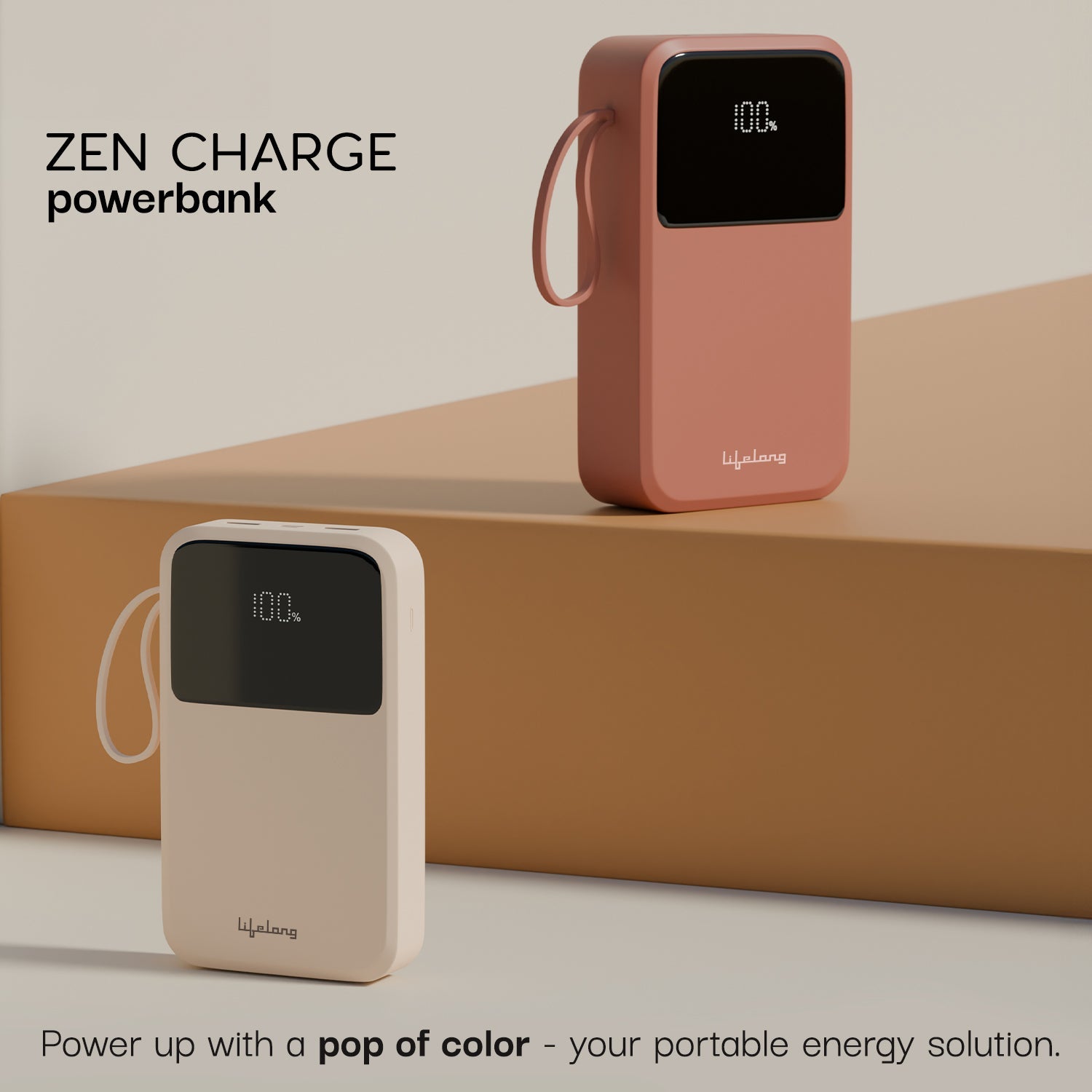 Lifelong Electronics 10000mAh 22.5W Fast Charging Power Bank | 3 Inputs (1 Built-in USB A Cable + 1 C + 1 Lightning Port) & 6 Outputs (3 Built-in Cables + 1 C + 2 A Port) | Small Pocket Size Powerbank
