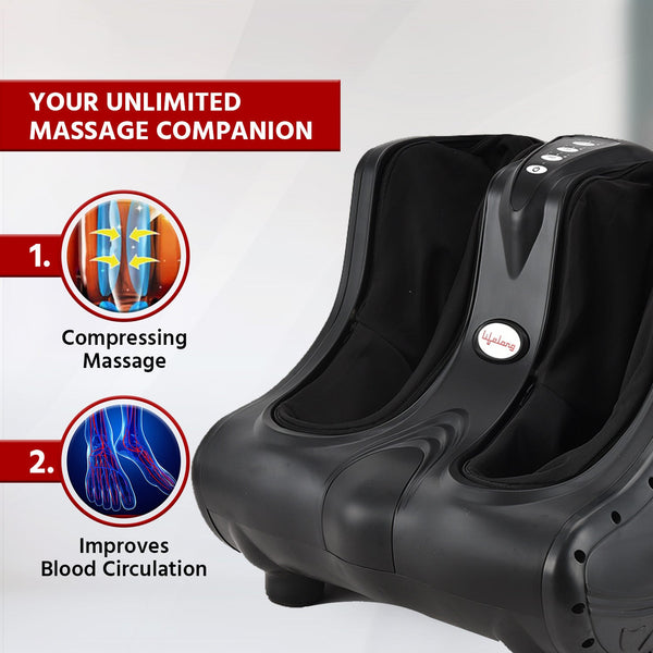 Air Pressure Foot & Leg Massager – 14 Airbags, 6 Rollers, 3 Modes + Heat, Portable
