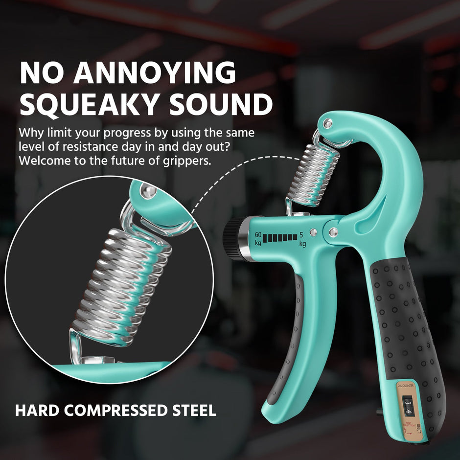 Lifelong Adjustable Hand Grip Strengthener|Hand Gripper with Counter for Men & Women for Gym Workout|Hand Exercise Equipment to Use in Home for Forearm Exercise (5-60kg) - Green & Black, LLFAHGC01